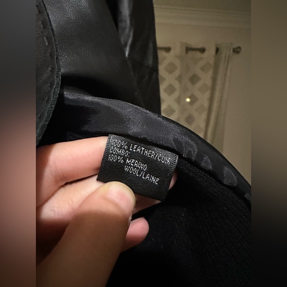 Lafayette 148 $900 New York Leather Blazer Jacket Merino Wool Side Panels Size 6 - Picture 12 of 14